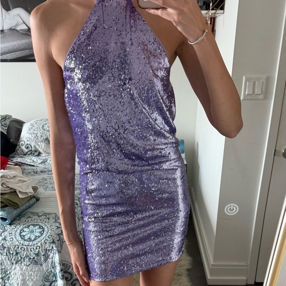Purple Sequin Mini Dress - Picture 7 of 8